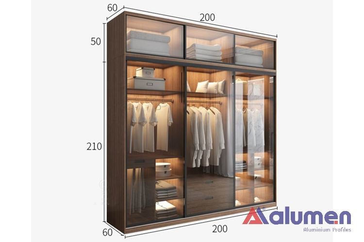 Mẫu cánh kính tủ áo lùa đơn giản