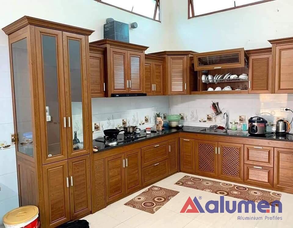 Mẫu tủ bếp nhôm hệ 55 đẹp