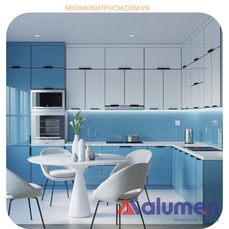 Tủ bếp nhôm kính tùy chỉnh 2025