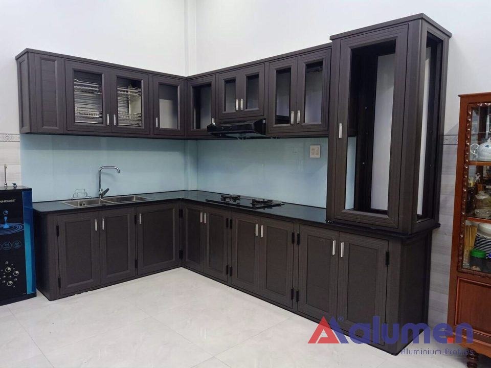 Tủ bếp nhôm trên và dưới