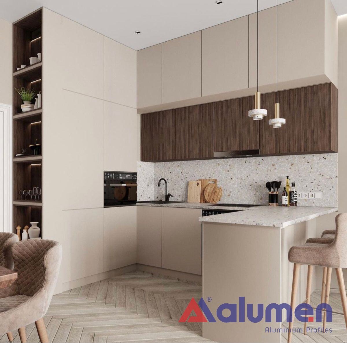 Tủ bếp treo tường minimalist