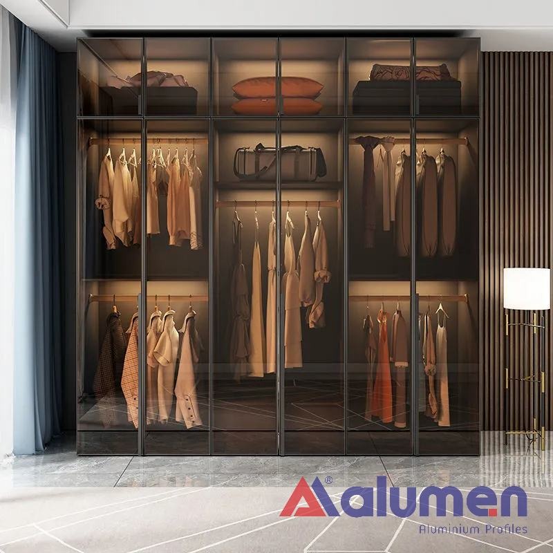 Tủ quần áo nhôm 2 cánh mở quay