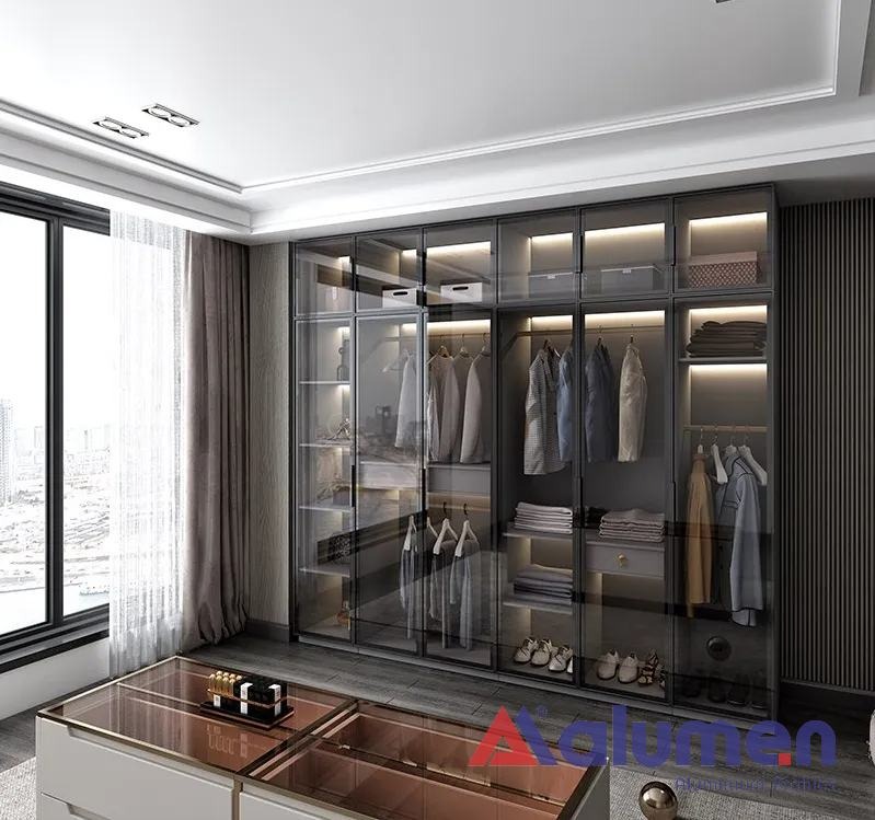 Tủ quần áo nhôm kính màu sắc hiện đại